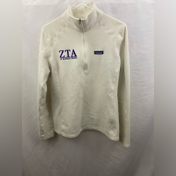 Kansas State Patagonia Womens ZTA Sorority Pullover Size Large White KSU Wildcat - Picture 1 of 9